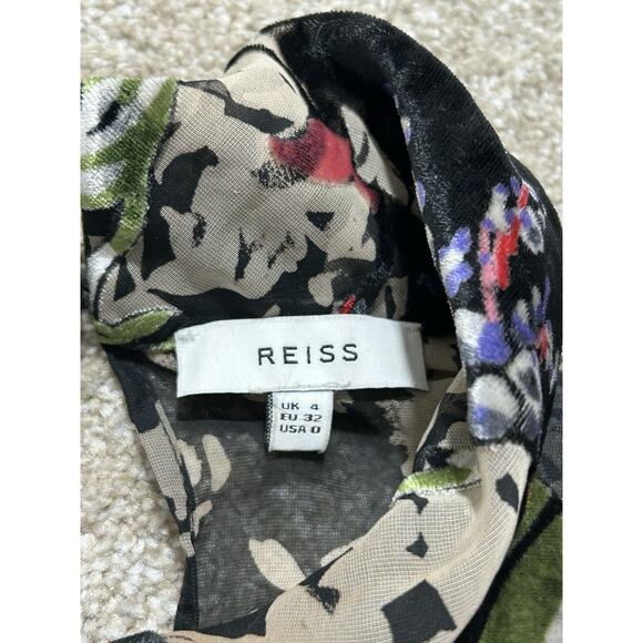 REISS Tori Sheer Black Floral Burnout top size US 0 See Description - Picture 5 of 10